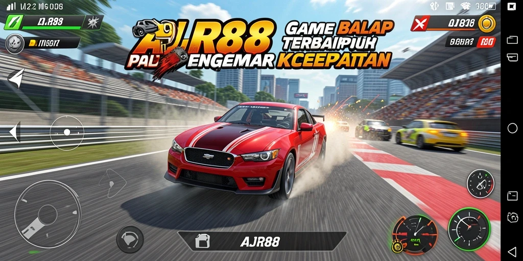 Screenshot utama AJR88 menampilkan aksi balap yang seru dan mendebarkan.