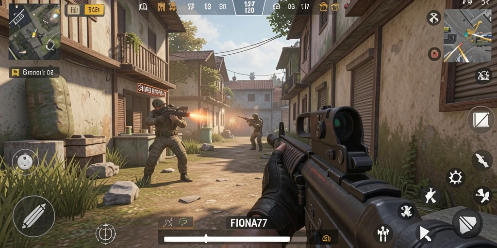 Gameplay FIONA77 menunjukkan pertempuran intens dengan grafik menawan.