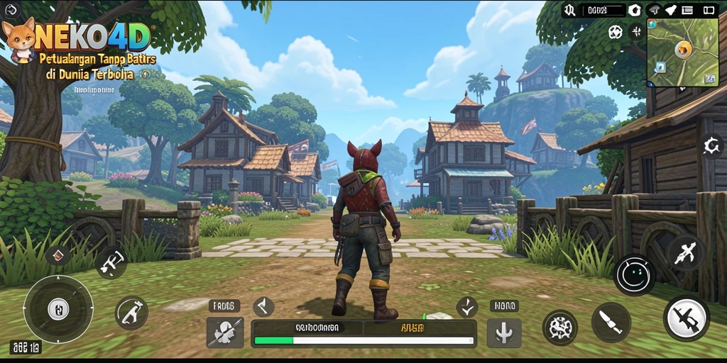 Tampilan gameplay NEKO4D yang menampilkan dunia terbuka yang luas.
